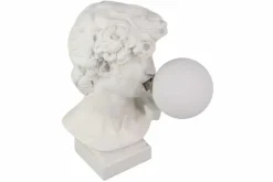 Handgefertigte Tischlampe DAVID 30cm weiß Büste mit Lampenkugel