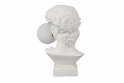 Handgefertigte Tischlampe DAVID 30cm weiß Büste mit Lampenkugel