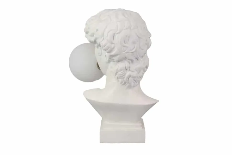 Handgefertigte Tischlampe DAVID 30cm weiß Büste mit Lampenkugel