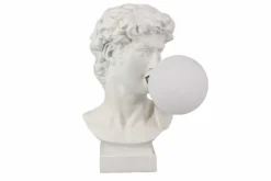 Handgefertigte Tischlampe DAVID 30cm weiß Büste mit Lampenkugel