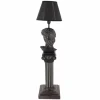 Handgefertigte Tischlampe DAVID 70cm schwarz mit Büste Stoffschirm