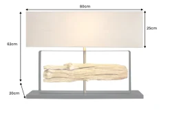 Handgefertigte Tischlampe ROUSILIQUE 80cm natur Eisenholz beige mit Lampenschirm