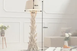 Handgefertigte Treibholz Stehlampe WILD NATURE 155cm sand mit Leinenschirm