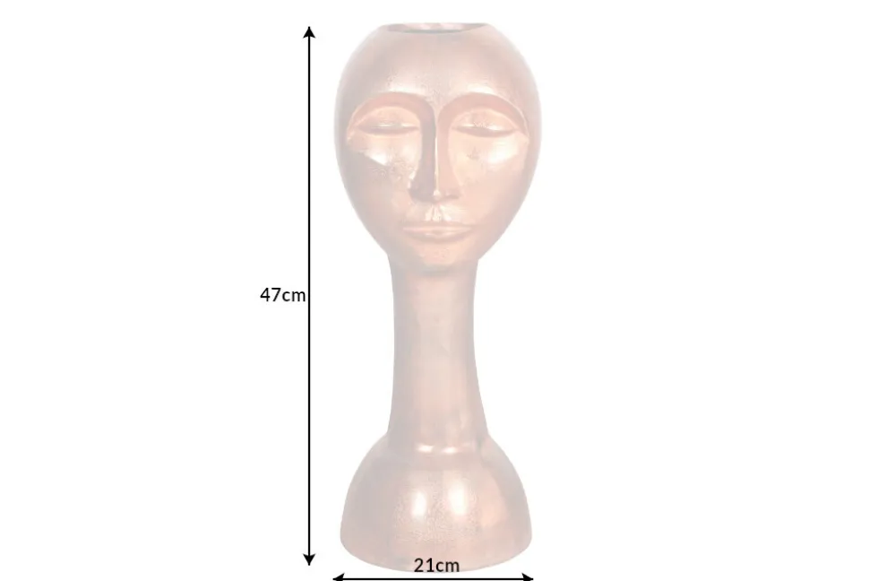 Handgefertigte Vase FACE 50cm Kupfer-Look Antik Aluminium abstrakt