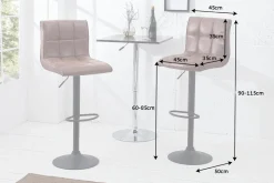 Höhenverstellbarer Barhocker MODENA vintage braun Microfaser Metall schwarz mit Lehne drehbar