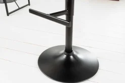 Höhenverstellbarer Barhocker COMFORT grau Cord drehbar mit Lehne Metall schwarz
