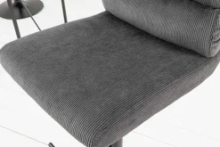 Höhenverstellbarer Barhocker COMFORT grau Cord drehbar mit Lehne Metall schwarz