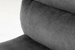Höhenverstellbarer Barhocker COMFORT grau Cord drehbar mit Lehne Metall schwarz