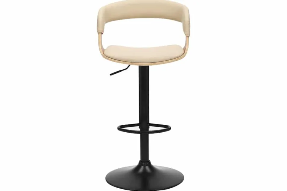 Höhenverstellbarer Barhocker MANHATTAN natur Eiche creme beige Kunstleder drehbar