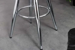 Höhenverstellbarer Barhocker INDUSTRIAL Chrom silber schwarz Metall rund drehbar