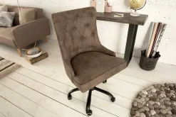 Höhenverstellbarer Bürostuhl VICTORIAN vintage taupe mit Armlehne