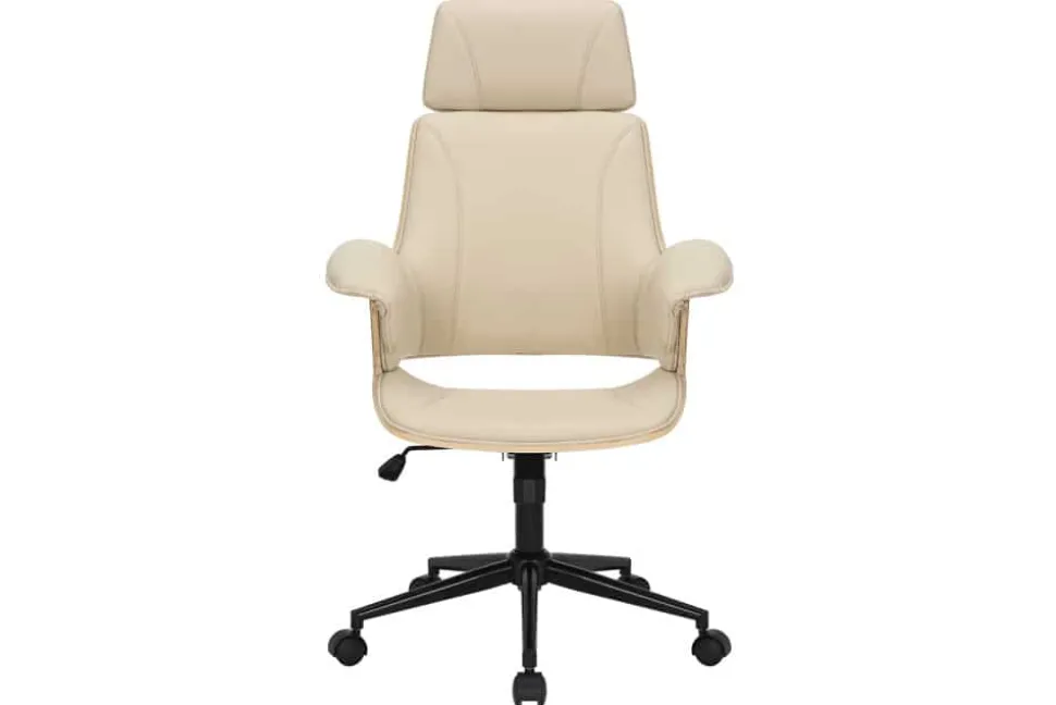 Höhenverstellbarer Bürostuhl MANHATTAN natur Eiche creme beige Kunstleder drehbar