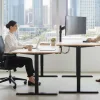 Höhenverstellbarer Schreibtisch OAK DESK 160cm natur Eiche schwarz Metall