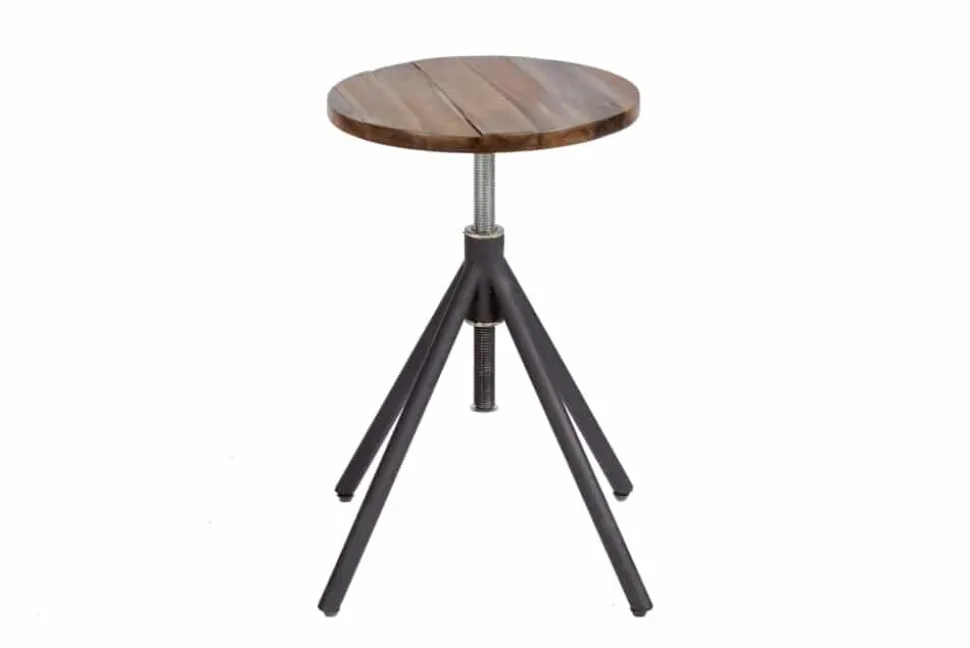 Höhenverstellbarer Sitz Hocker FACTORY Akazie verwittert Industrial Design