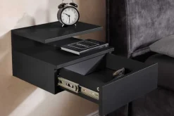 Hängender Nachttisch FLOATING 35cm schwarz Regal mit Schublade