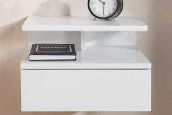Hängender Nachttisch FLOATING 35cm weiß Regal mit Schublade