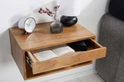 Hängender Nachttisch PURE 50cm braun Akazie Massivholz honey finish Schublade