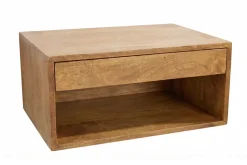 Hängender Nachttisch PURE 50cm braun Mangoholz honey finish Wandregal Schublade