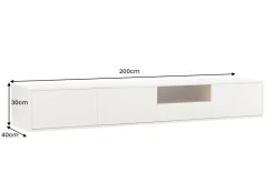 Hängendes TV-Board LOFT 200cm weiß natur sieben Fächer mit Schublade