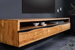 Hängendes TV-Lowboard MAMMUT 160cm braun Akazie honey finish Massivholz Baumkante