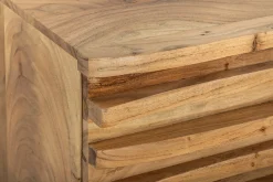 Hängendes TV-Lowboard RELIEF 200cm natur Akazienholz massiv mit aufwändiger Front