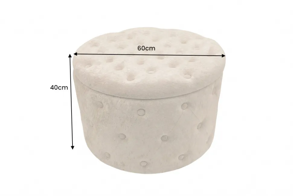Hocker MODERN BAROCK 60cm champagner greige Bouclé mit Stauraum