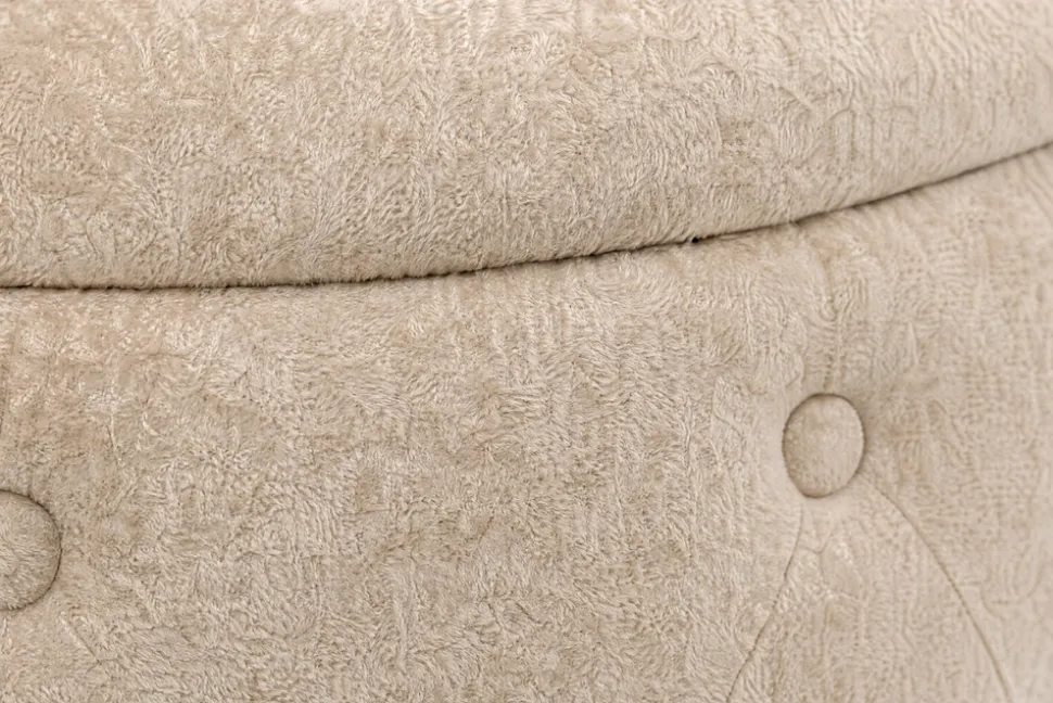 Hocker MODERN BAROCK 60cm champagner greige Bouclé mit Stauraum