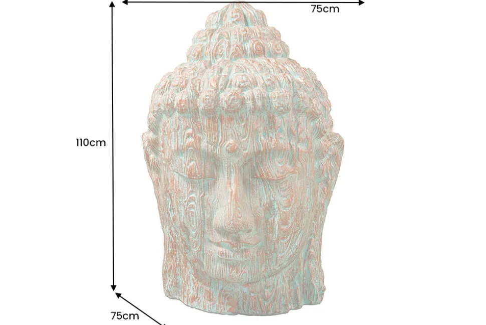 Imposanter XXL Kopf BUDDHA 110cm kupfer grün GRC Beton