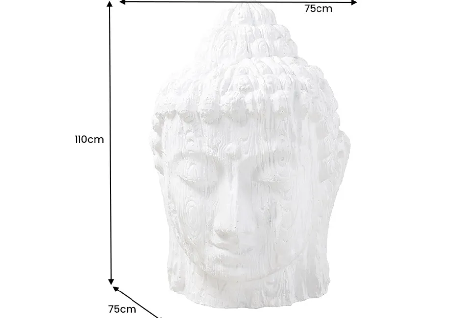 Imposanter XXL Kopf BUDDHA 110cm weiß GRC Beton