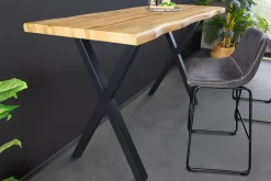 Industrial Bartisch WILD 120cm braun Wildeichen-Optik schwarz Metall X-Gestell