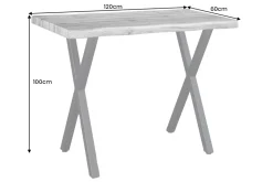 Industrial Bartisch WILD 120cm grau Wildeichen-Design schwarz Metall X-Gestell