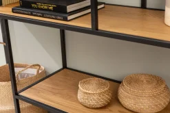Industrial Bücherregal SLIM LINE 185x135cm Wildeiche schwarz sechs Regalböden