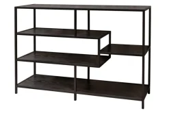 Industrial Bücherregal SLIM LINE 114cm Esche schwarz fünf Regalböden