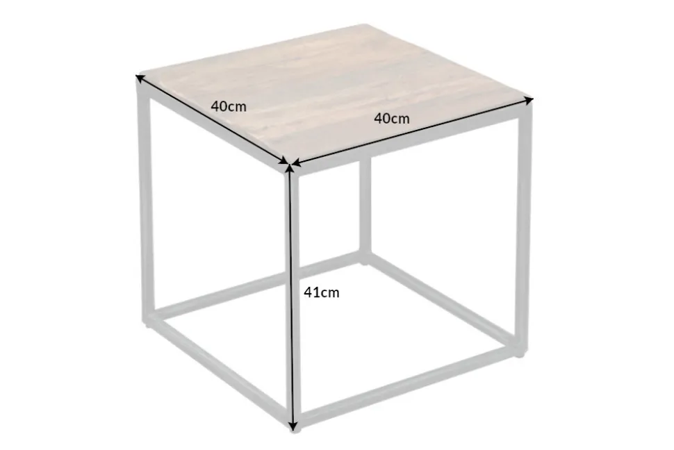 Industrial Beistelltisch BARRACUDA 40cm recyceltes Massivholz mit geflexten Beinen