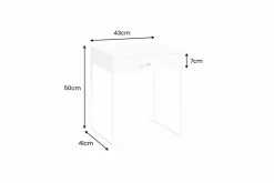 Industrial Beistelltisch SLIM LINE 50cm weiß Metall mit Schublade Nachttisch