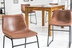 Industrial Design Stuhl DJANGO vintage braun mit Eisengestell