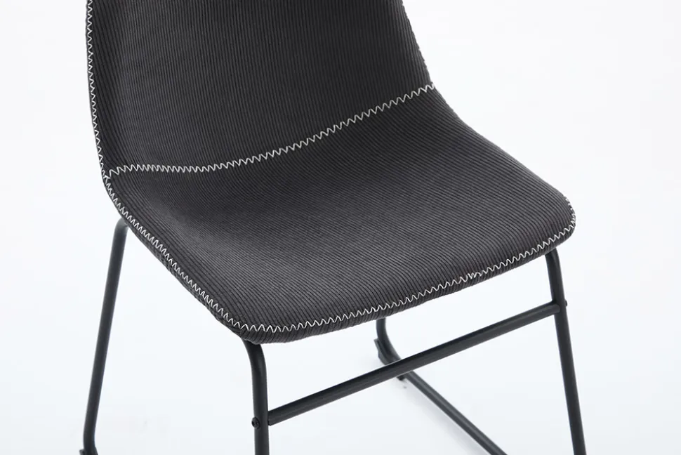 Industrial Design Stuhl DJANGO grau Cord mit Metallgestell