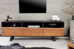 Industrial Design TV-Board ORGANIC ARTWORK 140cm Akazie Massivholz Eisengestell