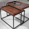 Industrial 2er Set Couchtisch ELEMENTS 60cm Mocha Buche abnehmbares Tablett