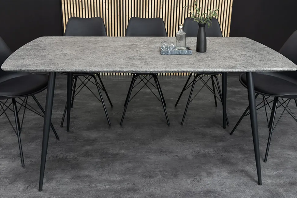 Industrial Esstisch APARTMENT 140cm grau Beton-Design schwarzes Metallgestell