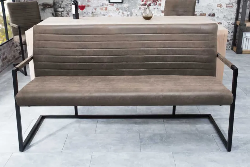 Industrial Freischwinger Bank LOFT 160cm taupe mit Armlehne