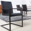 Industrial Freischwinger Stuhl LOFT antik schwarz Kunstleder mit Armlehne Eisengestell