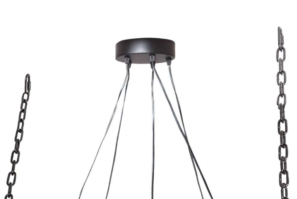 Industrial Hängelampe BARRACUDA 152cm recyceltes Massivholz mit 5 Leuchten