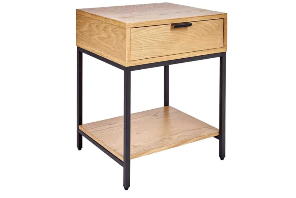 Industrial Nachttisch ELEMENTS 40cm Eiche Beistelltisch mit Schublade