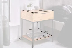 Industrial Nachttisch ELEMENTS 40cm Eiche Beistelltisch mit Schublade