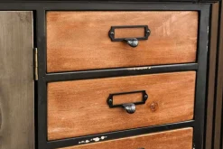 Industrial Sideboard NAUTILUS 105cm braun schwarz grau Pinienholz Metall Vintage-Look