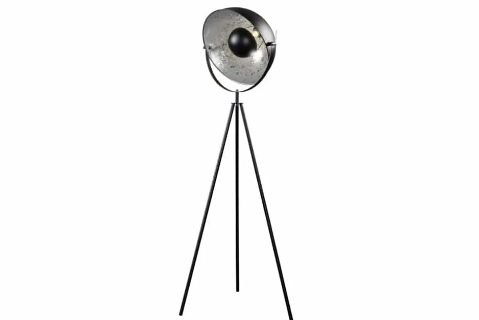 Industrial Stehlampe STUDIO 150cm schwarz Blattsilber-Optik neigbarer Schirm