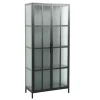 Industrial Vitrine DURA STEEL 180cm schwarz Metall Riffelglas Highboard