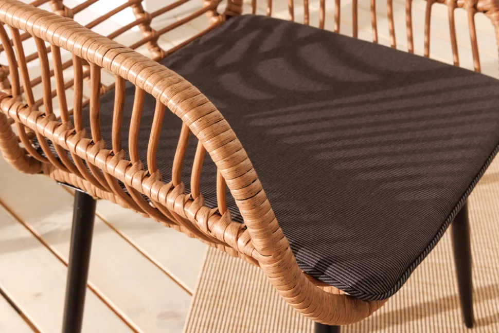 In- und Outdoor Bistro Balkon-Set PARIS braun Polyrattan Sitzgruppe wetterfest mit Tisch