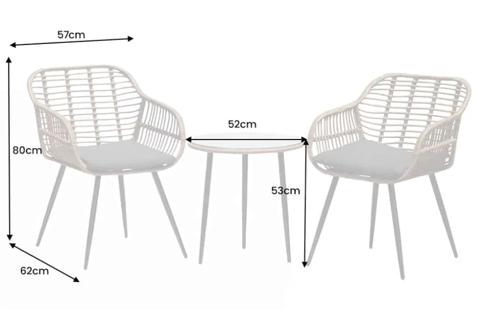 In- und Outdoor Bistro Balkon-Set PARIS braun Polyrattan Sitzgruppe wetterfest mit Tisch